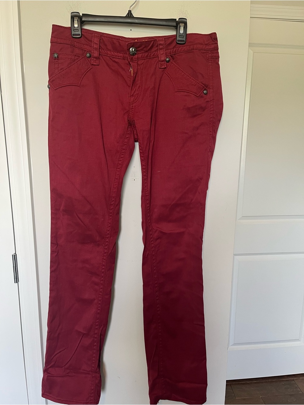Rock Revival Women's Wine Red Straight-Leg Jeans